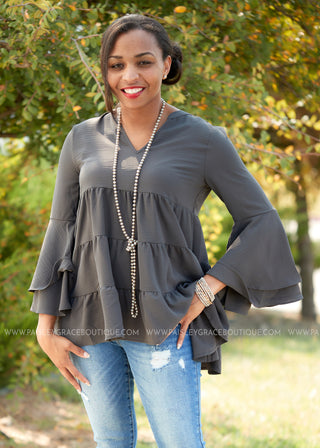 Melanie Top- CHARCOAL - FINAL SALE