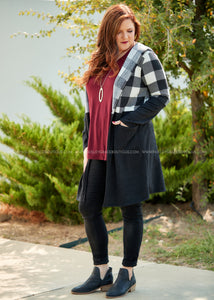 Plaid About You Cardigan- IVORY - LAST ONES FINAL SALE