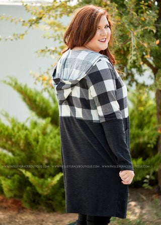 Plaid About You Cardigan- IVORY - LAST ONES FINAL SALE