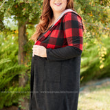 Plaid About You Cardigan- RED - LAST ONES FINAL SALE