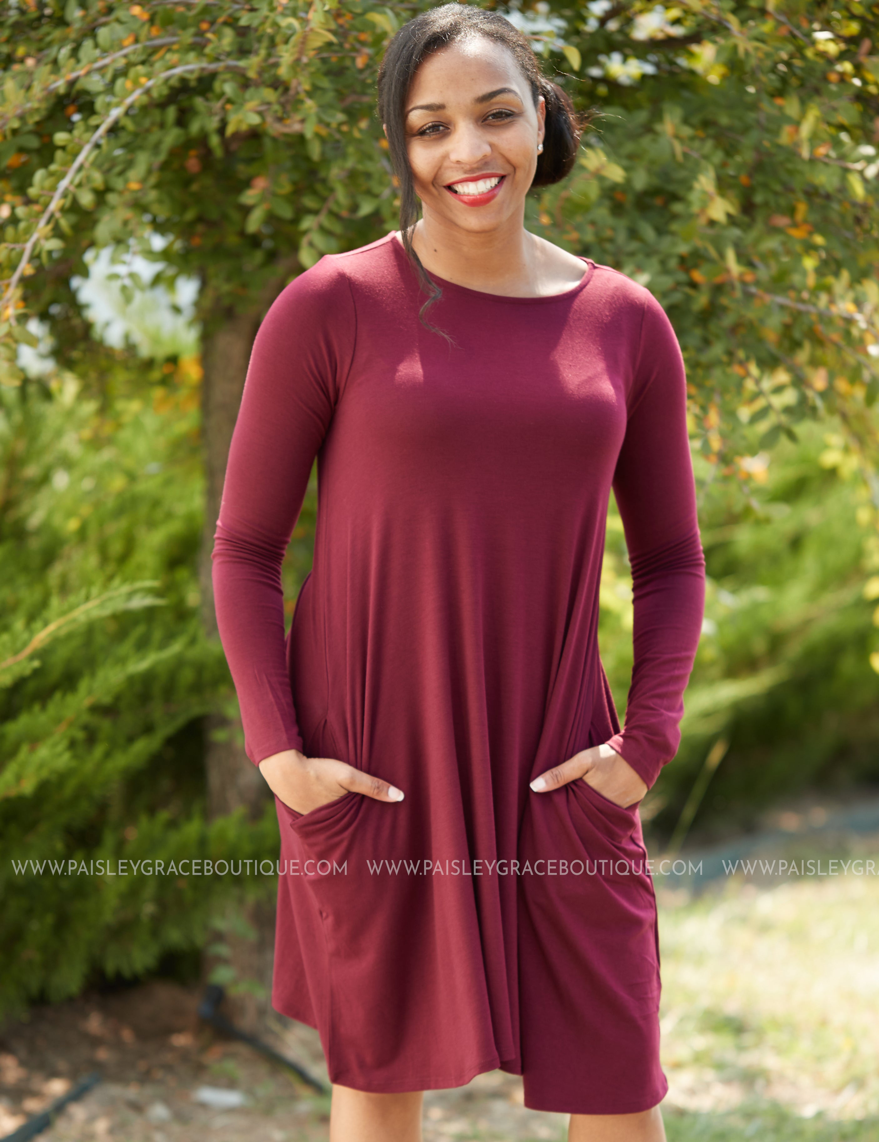 Addison Dress- BURGUNDY* LAST ONES FINAL SALE *