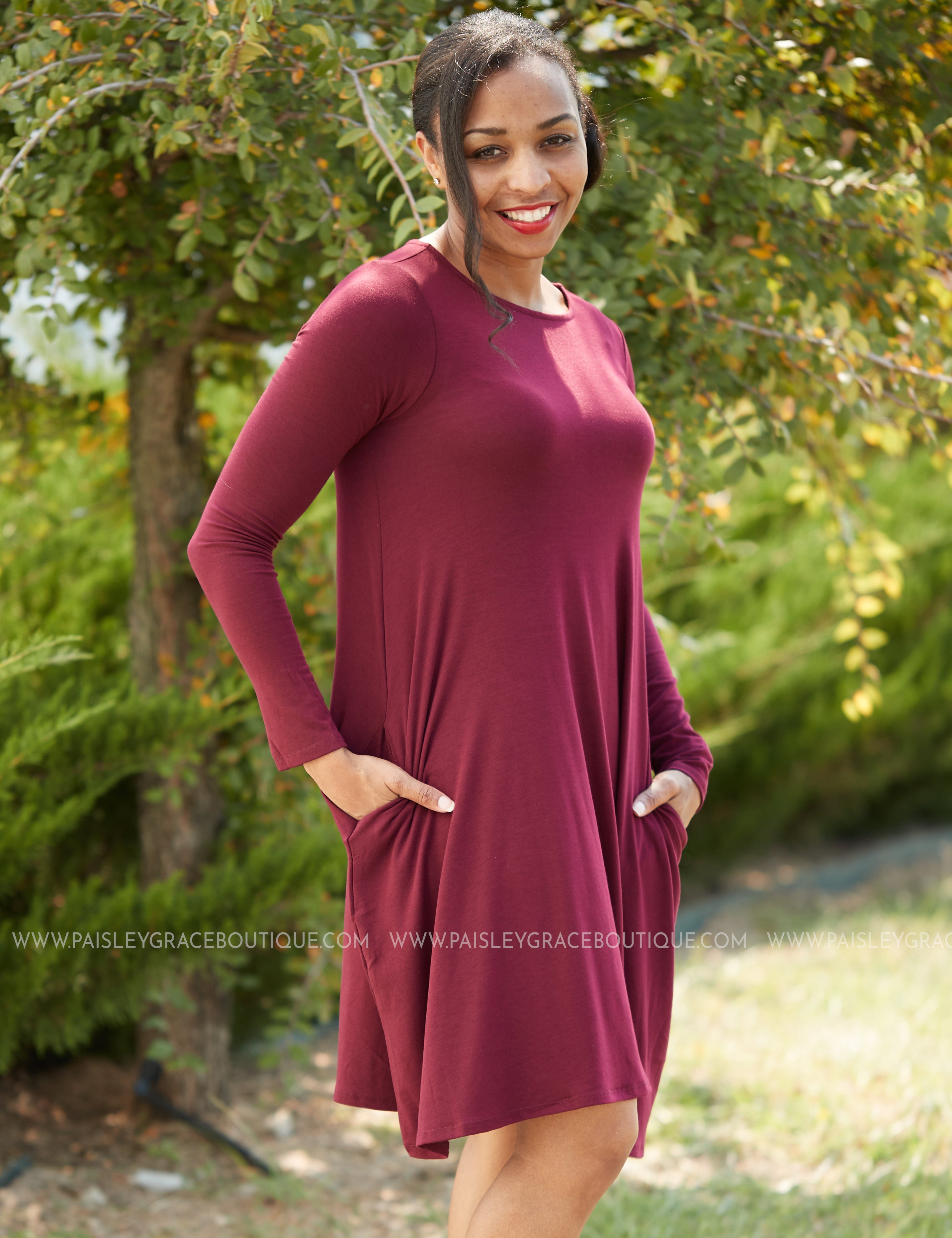 Addison Dress- BURGUNDY* LAST ONES FINAL SALE *