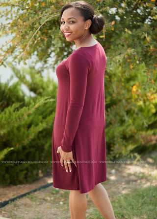 Addison Dress- BURGUNDY  - FINAL SALE