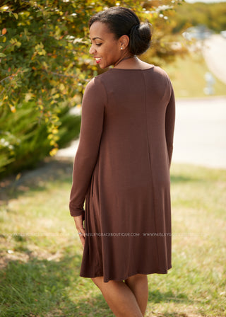 Addison Dress- BROWN - LAST ONES FINAL SALE