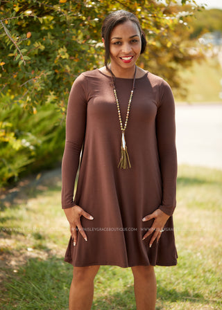 Addison Dress- BROWN - LAST ONES FINAL SALE