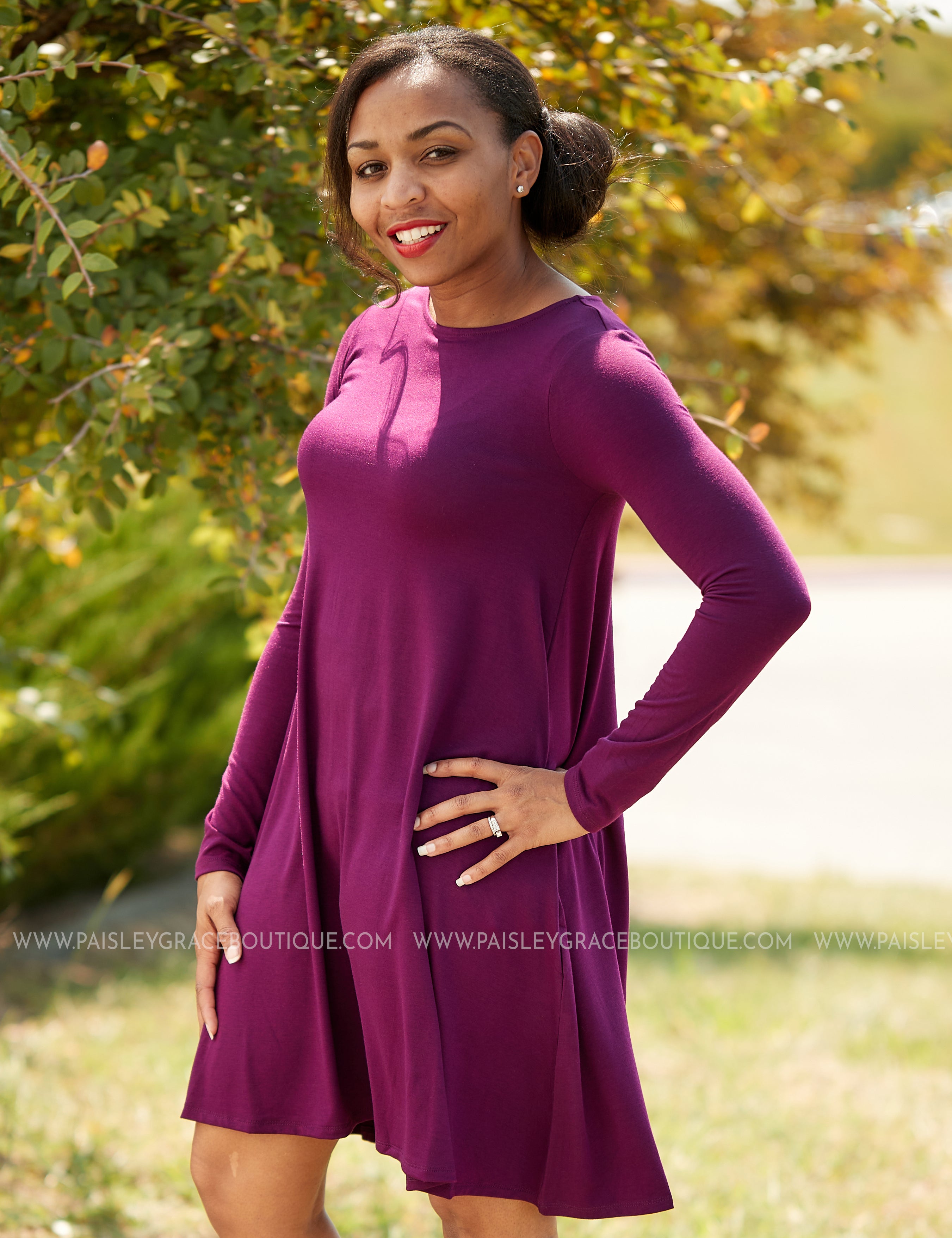 Addison Dress- PLUM* LAST ONES FINAL SALE *