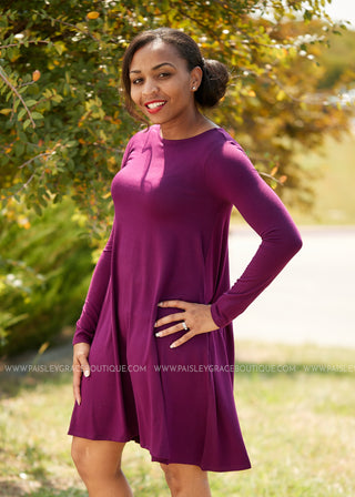 Addison Dress- PLUM  - FINAL SALE