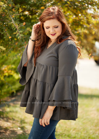 Melanie Top- CHARCOAL - FINAL SALE