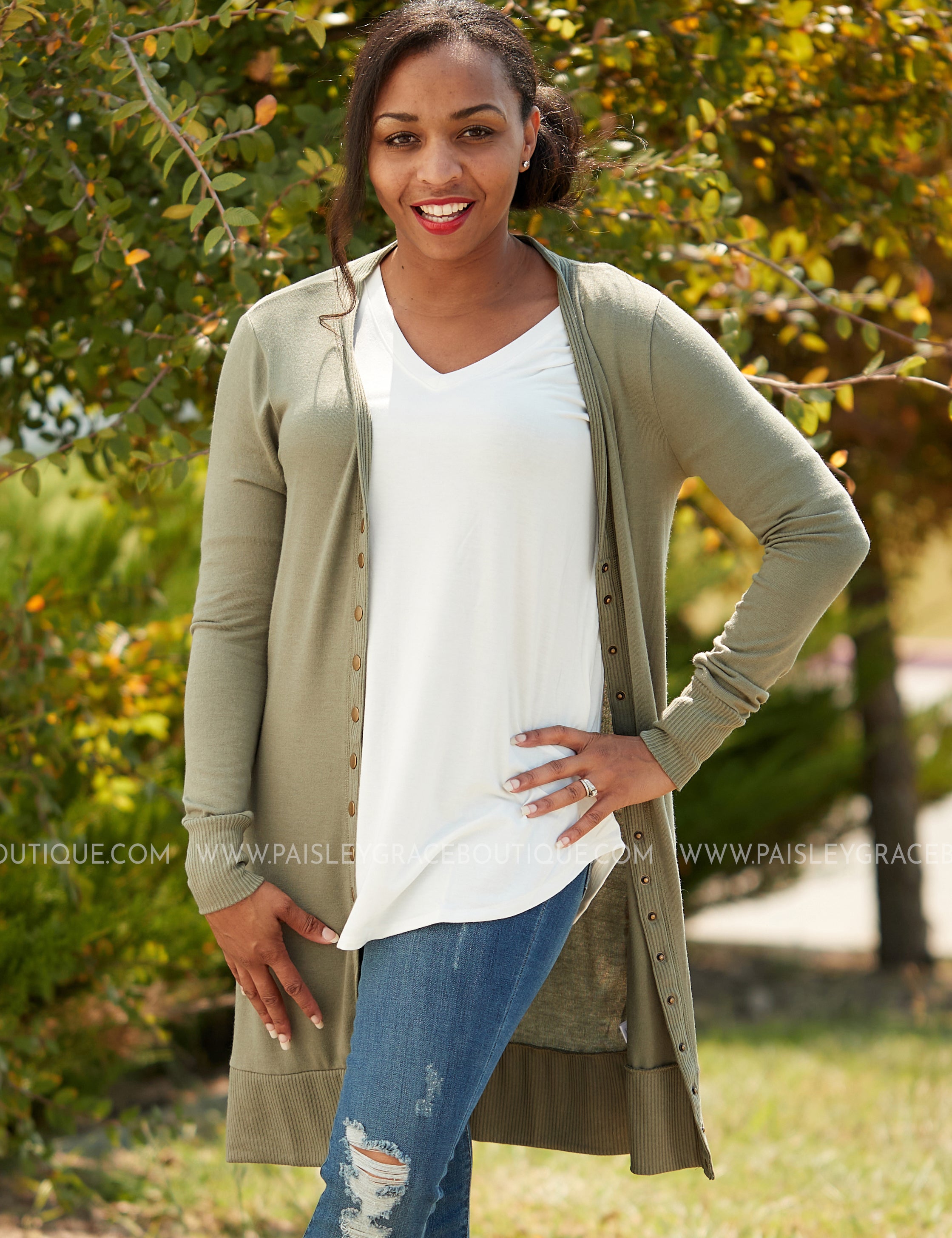 Emmaline Snap Cardigan- OLIVE - LAST ONES LAST ONES FINAL SALE