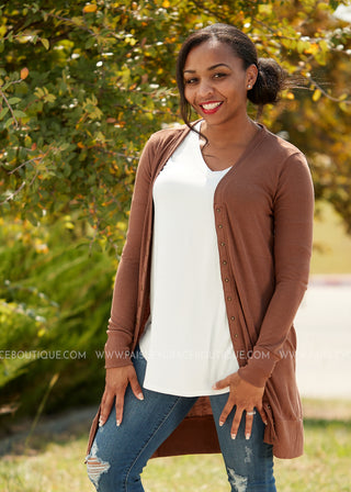 Emmaline Snap Cardigan-BROWN* FINAL SALE *