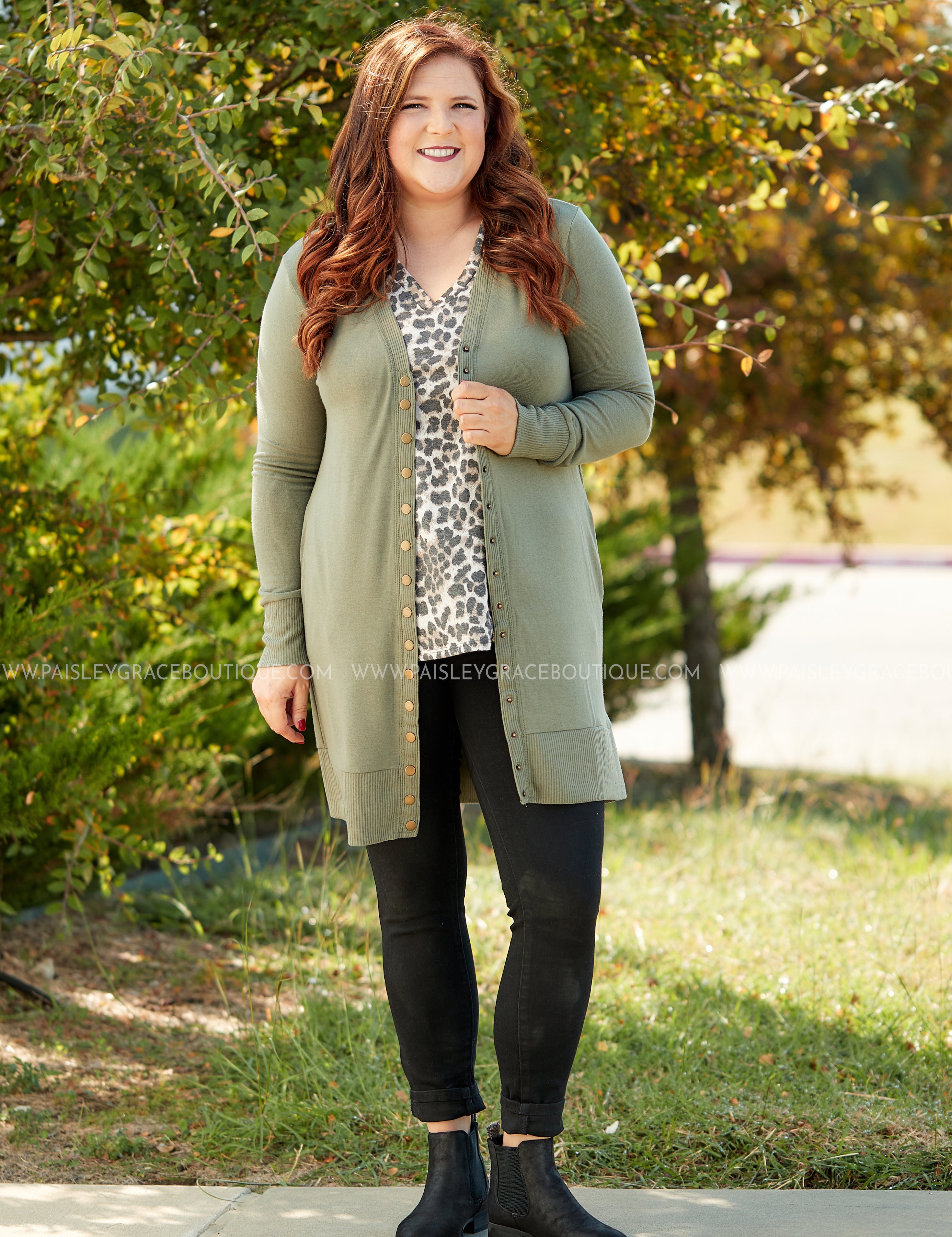 Emmaline Snap Cardigan- OLIVE - LAST ONES LAST ONES FINAL SALE