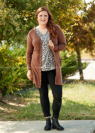 Emmaline Snap Cardigan-BROWN* FINAL SALE *
