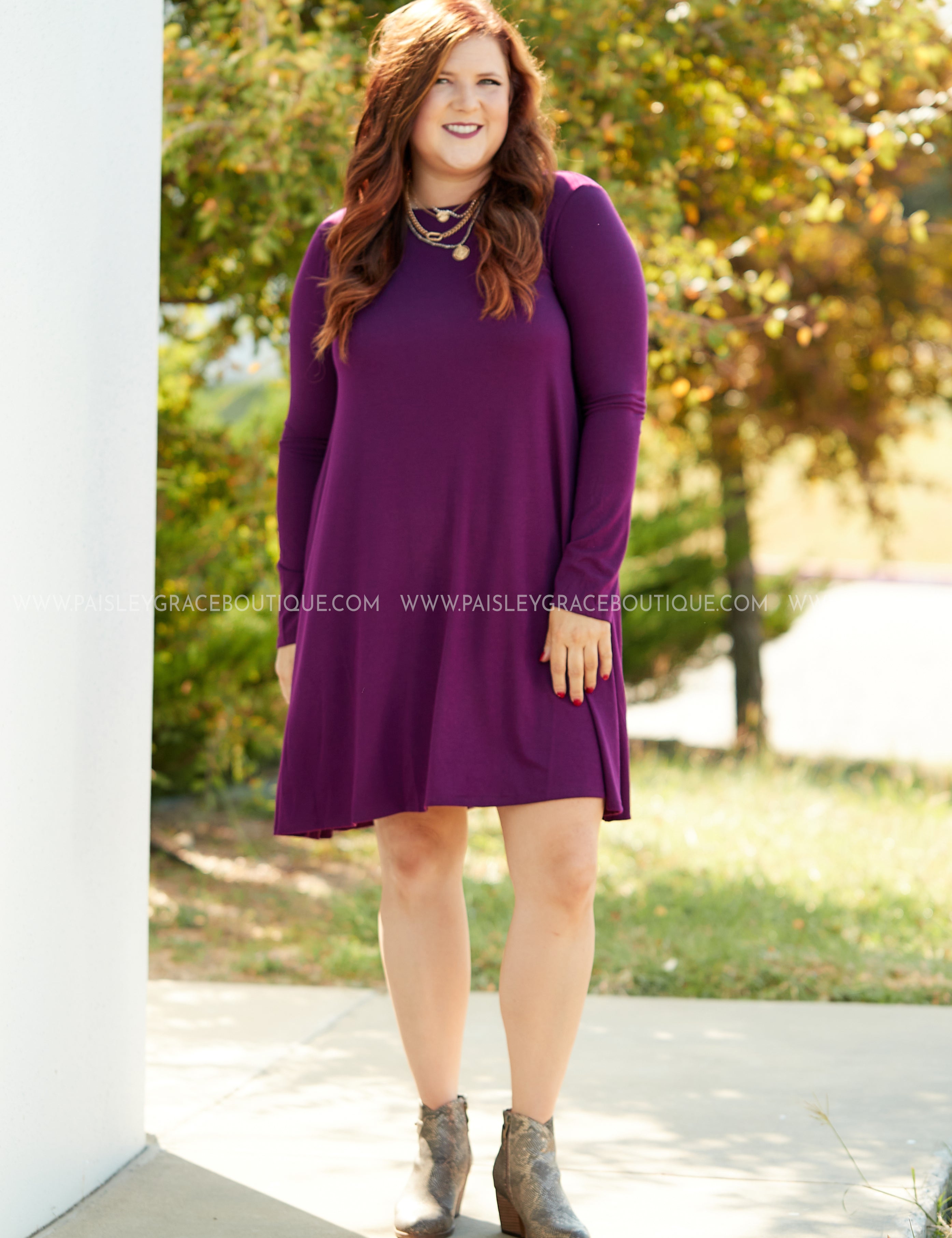 Addison Dress- PLUM* LAST ONES FINAL SALE *