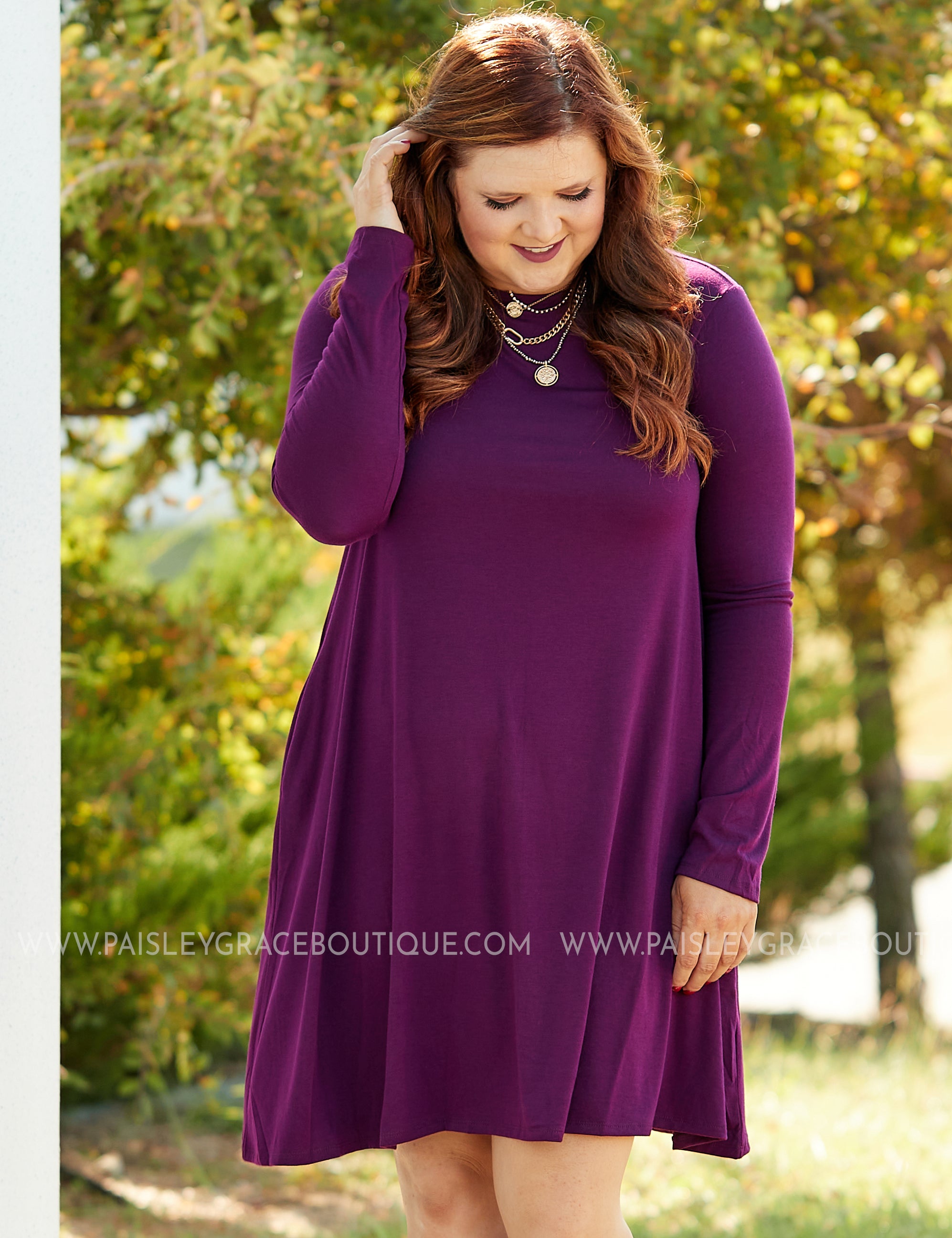 Addison Dress- PLUM* LAST ONES FINAL SALE *
