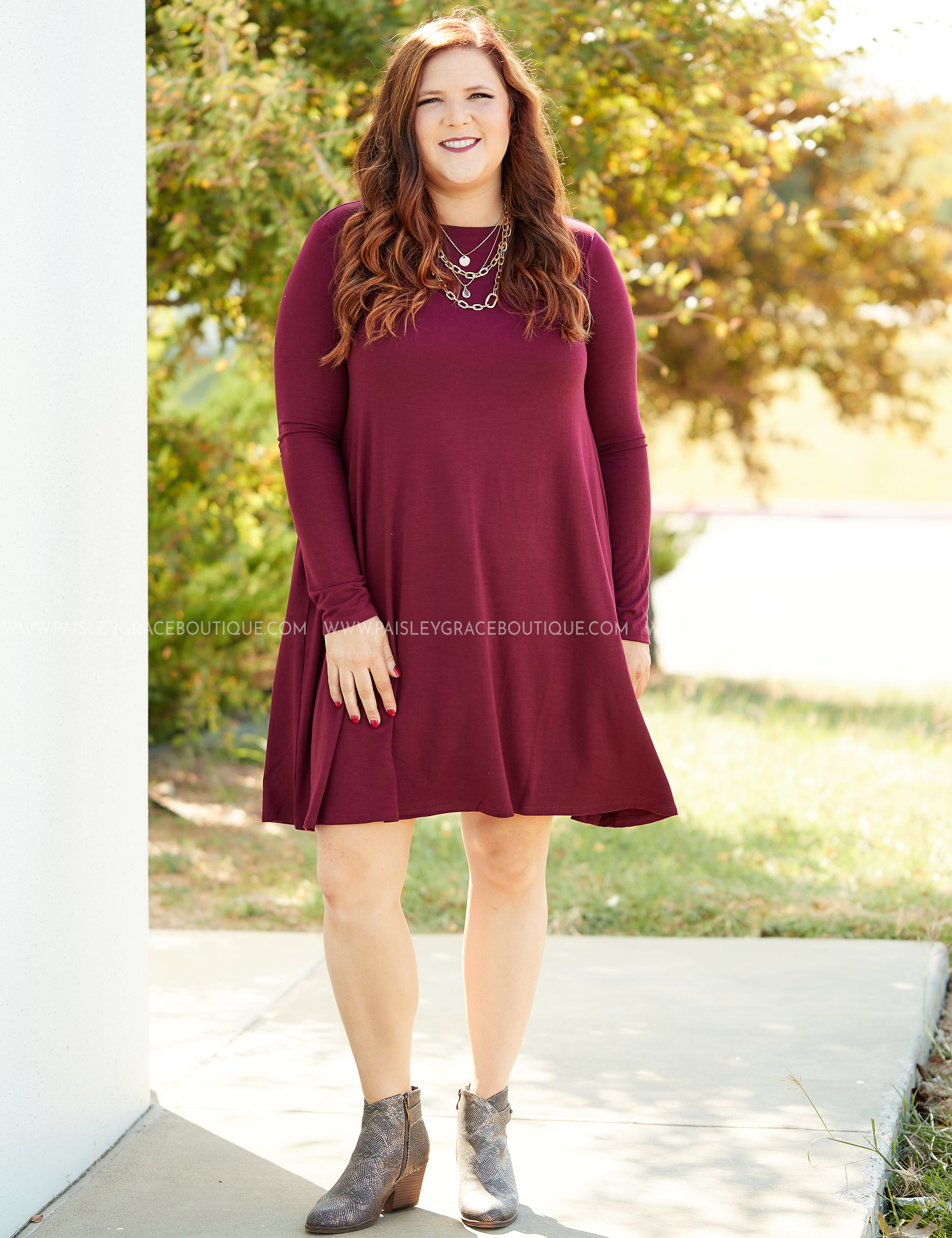 Addison Dress- BURGUNDY* LAST ONES FINAL SALE *