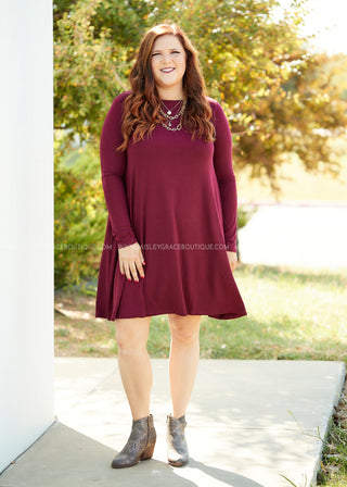 Addison Dress- BURGUNDY  - FINAL SALE