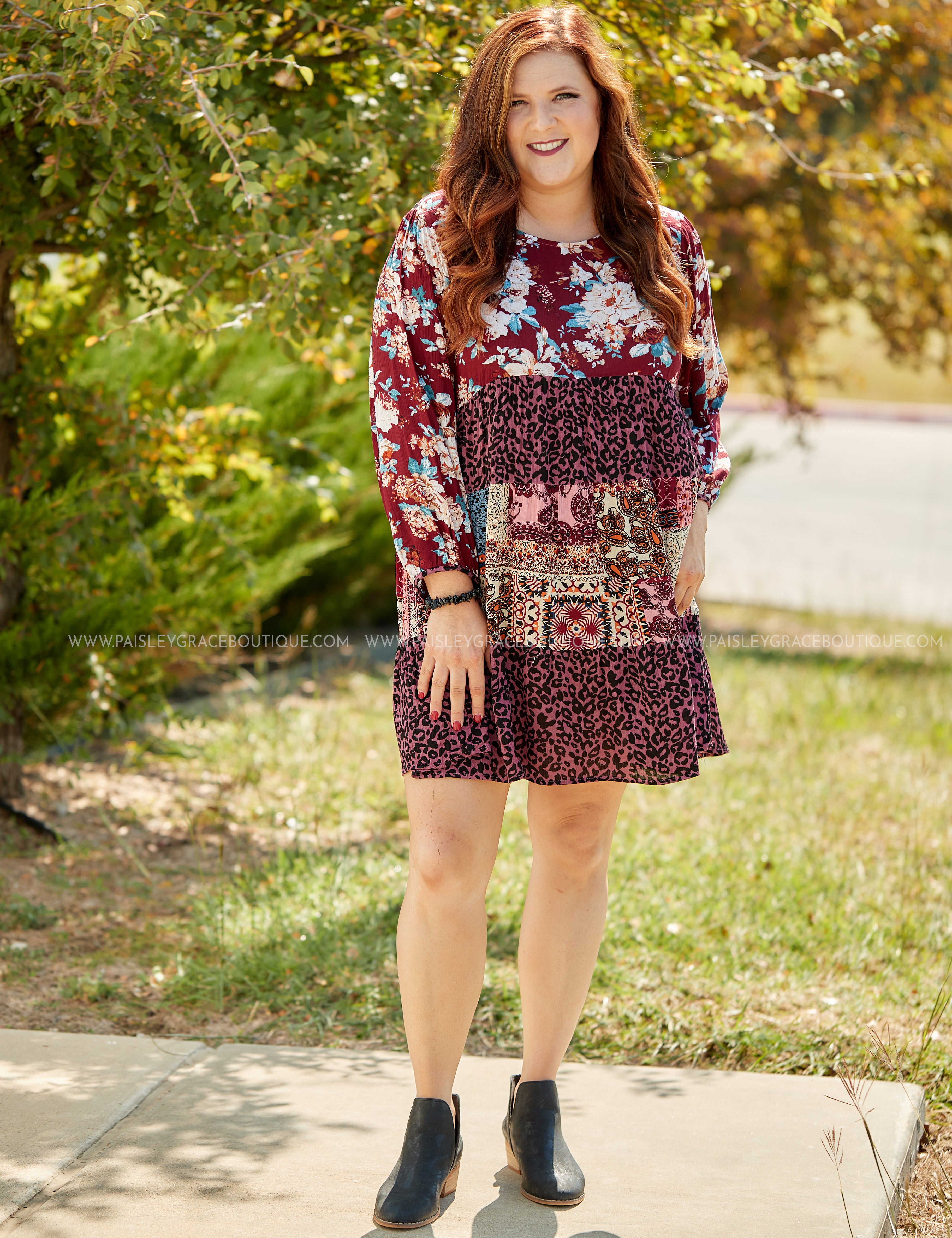 In Harmony Dress- BURGUNDY* LAST ONES FINAL SALE *