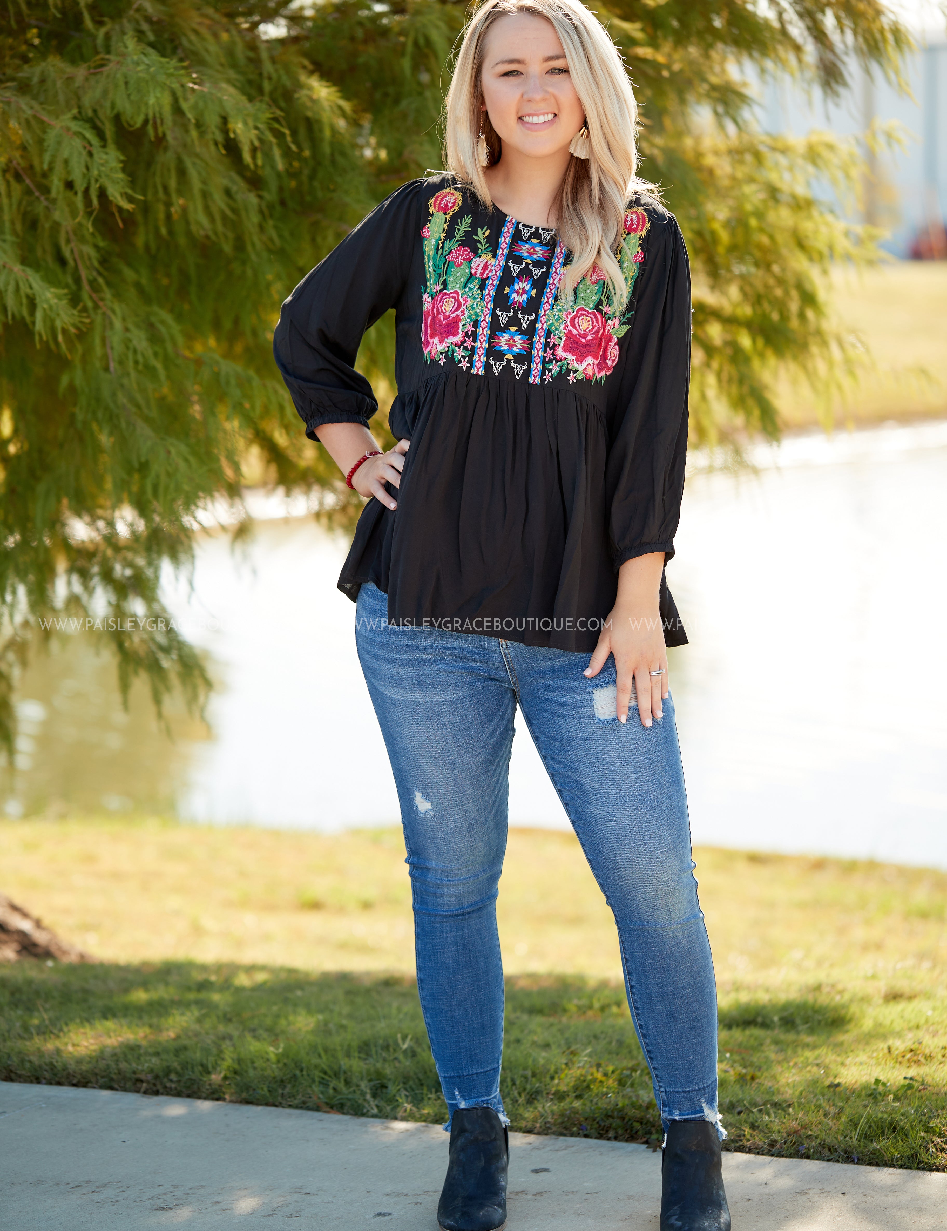 Sierra Embroidered Top - LAST ONES FINAL SALE