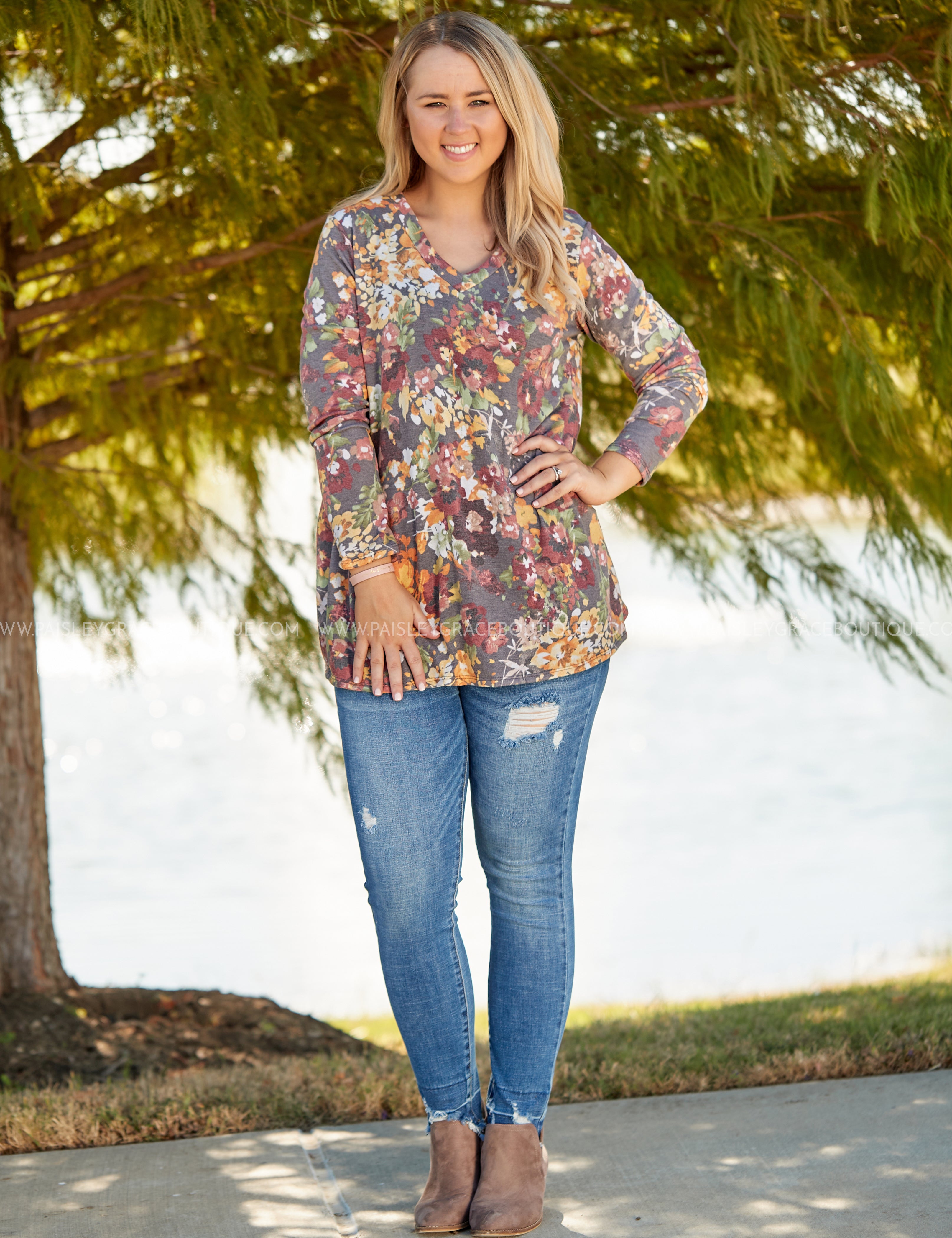 Autumn Blooms Top* LAST ONES FINAL SALE *