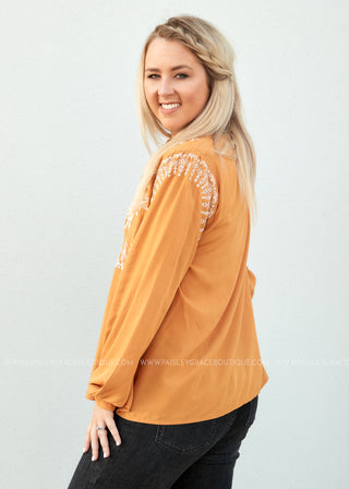 Arissa Embroidered Top- MARIGOLD - LAST ONES FINAL SALE