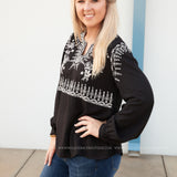 Arissa Embroidered Top- BLACK - LAST ONES FINAL SALE