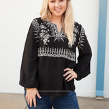Arissa Embroidered Top- BLACK - LAST ONES FINAL SALE