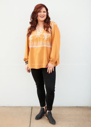 Arissa Embroidered Top- MARIGOLD - LAST ONES FINAL SALE