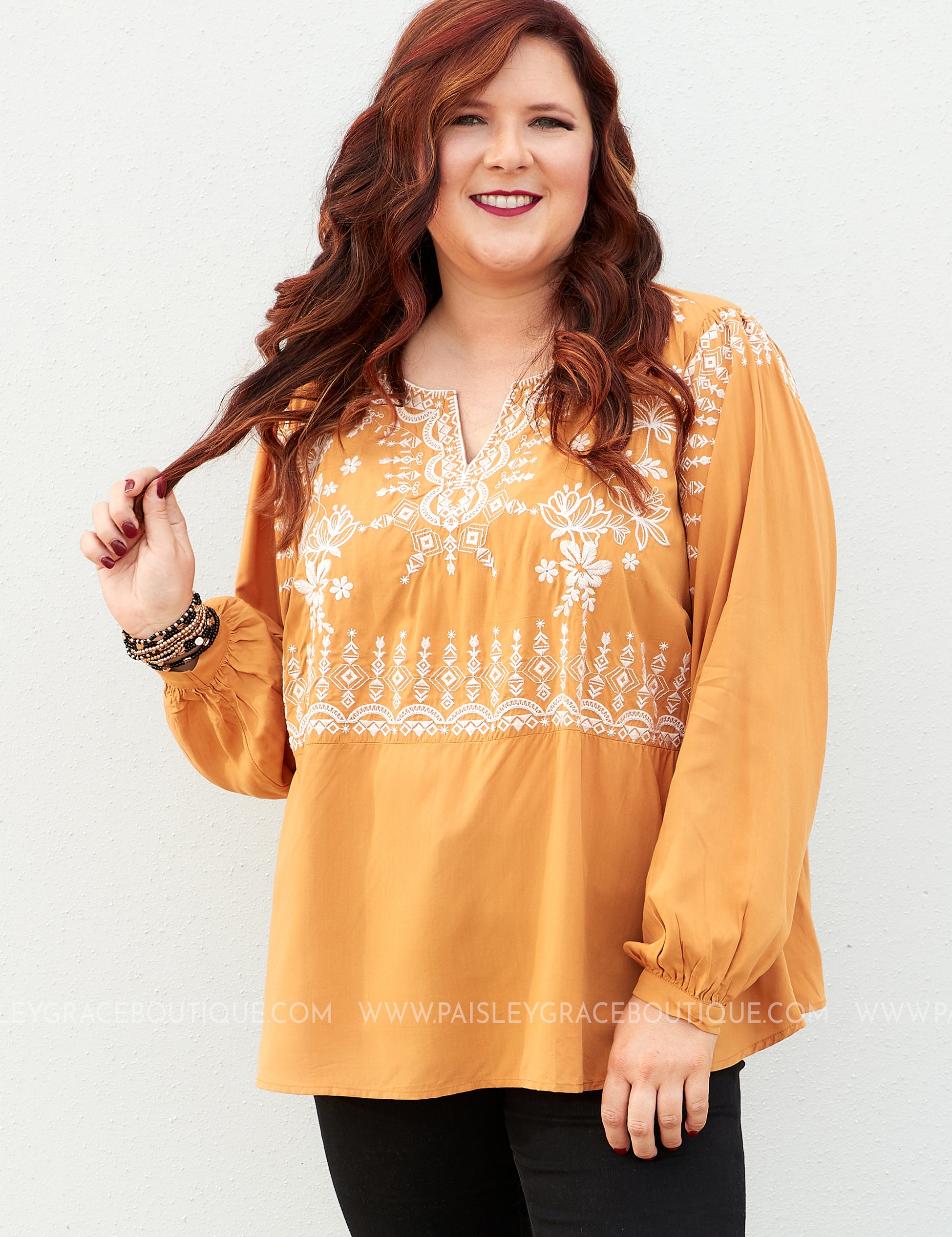 Arissa Embroidered Top- MARIGOLD - LAST ONES FINAL SALE