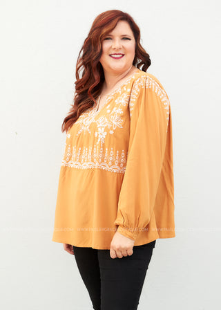 Arissa Embroidered Top- MARIGOLD - LAST ONES FINAL SALE