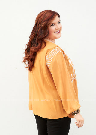 Arissa Embroidered Top- MARIGOLD - LAST ONES FINAL SALE