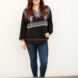 Arissa Embroidered Top- BLACK - LAST ONES FINAL SALE