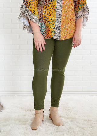 Audrey Stretch Jeggings - Army Green - FINAL SALE