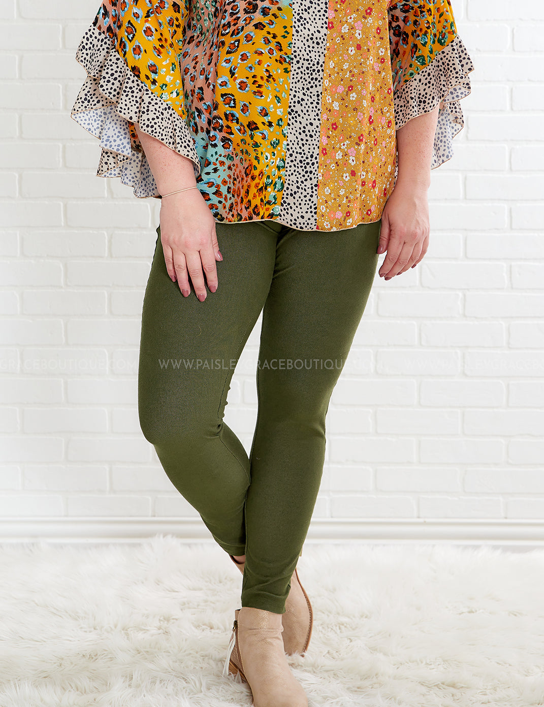 Audrey Stretch Jeggings - Army Green* LAST ONES FINAL SALE *