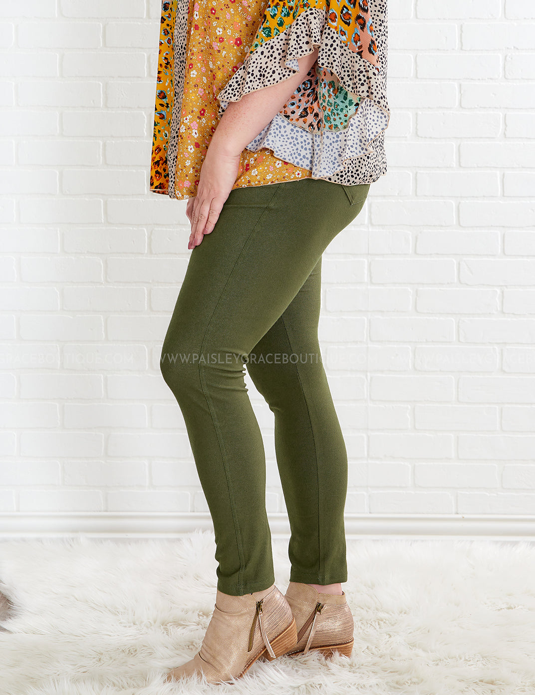 Audrey Stretch Jeggings - Army Green* LAST ONES FINAL SALE *