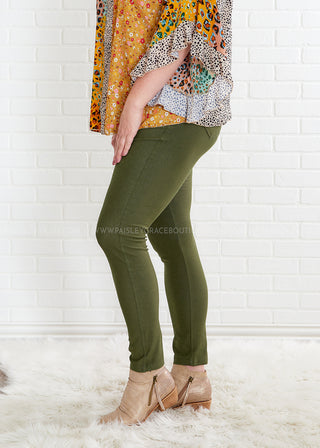 Audrey Stretch Jeggings - Army Green - FINAL SALE