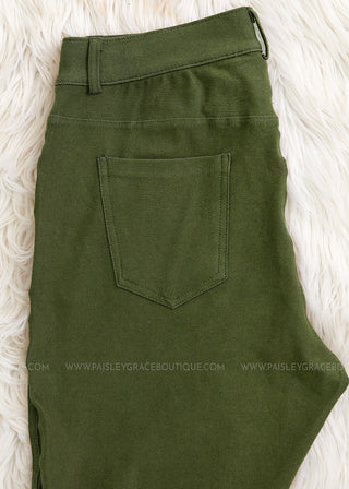 Audrey Stretch Jeggings - Army Green - FINAL SALE