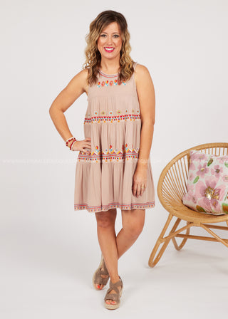 Desert Flame Embroidered Dress - FINAL SALE