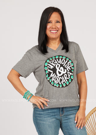 Turquoise and Mascara Tee  - FINAL SALE