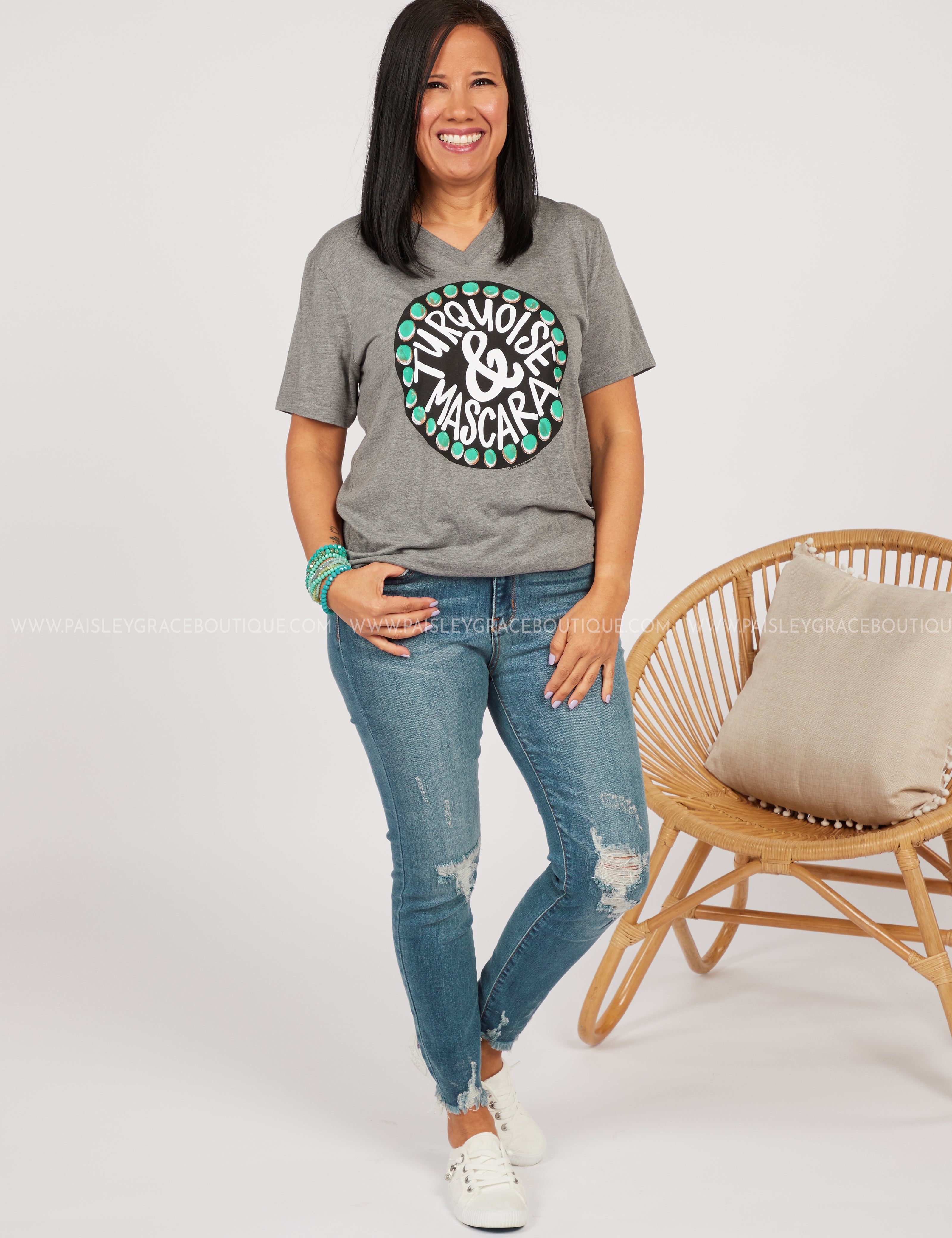 Turquoise and Mascara Tee - LAST ONES FINAL SALE