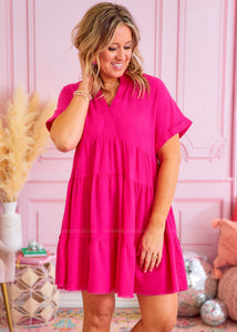 Kelsey Dress - Hot Pink - FINAL SALE