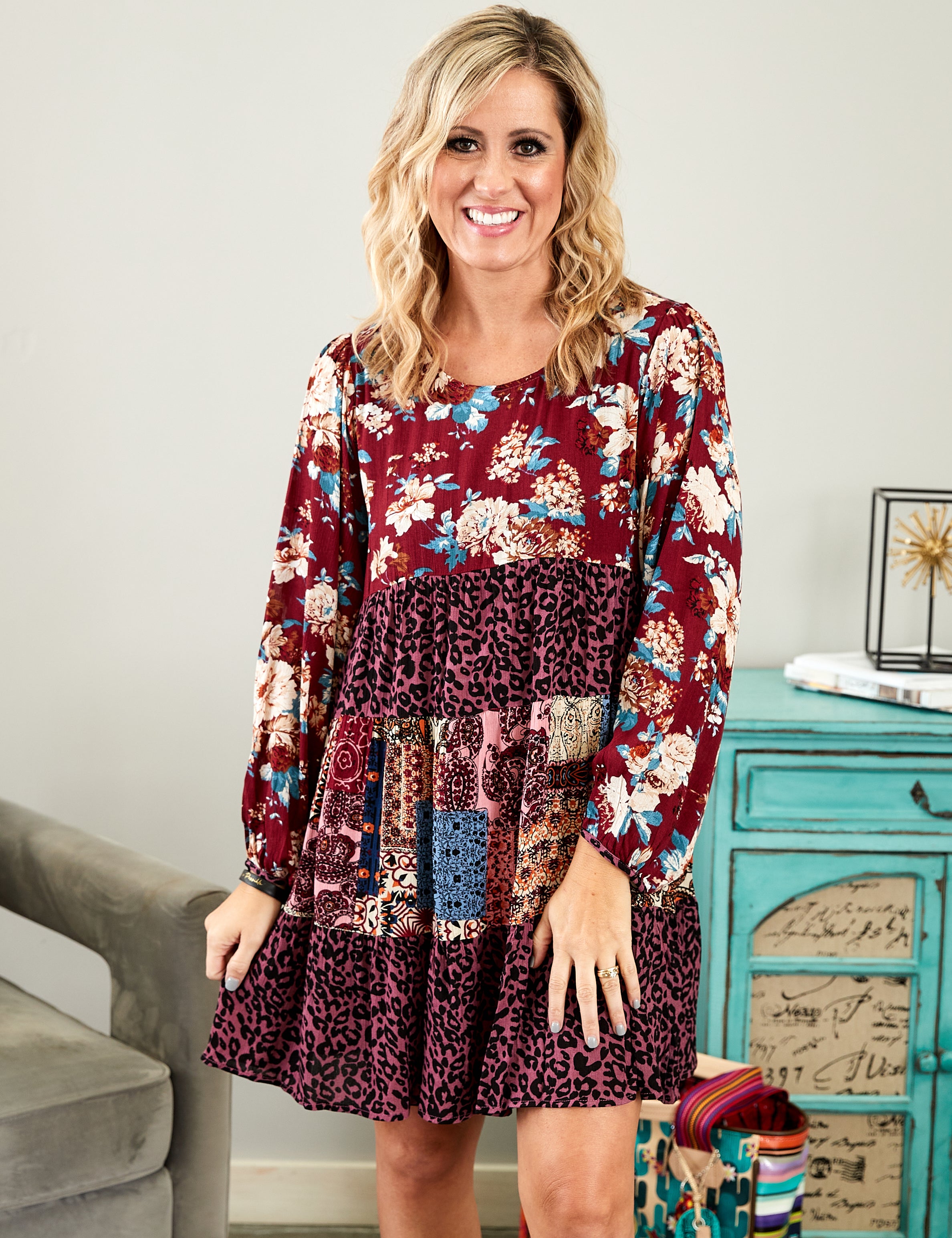 In Harmony Dress- BURGUNDY* LAST ONES FINAL SALE *