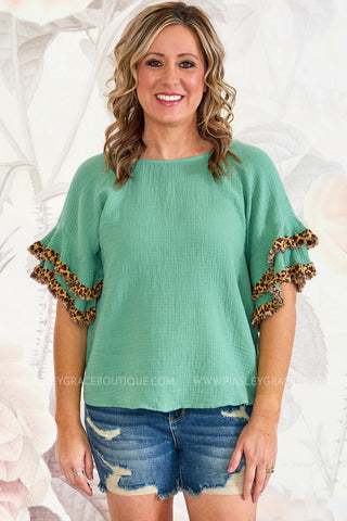 Shift In The Wind Top - Sage - FINAL SALE