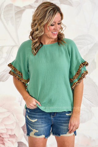 Shift In The Wind Top - Sage - FINAL SALE