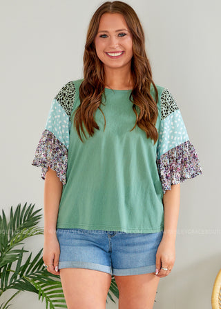 Always Wandering Top - Sage - FINAL SALE