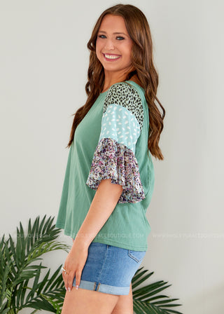 Always Wandering Top - Sage - FINAL SALE