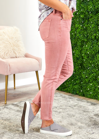 Abby Ankle Skinny Jeans by Liverpool - MAUVE BLUSH - LAST ONE FINAL SALE