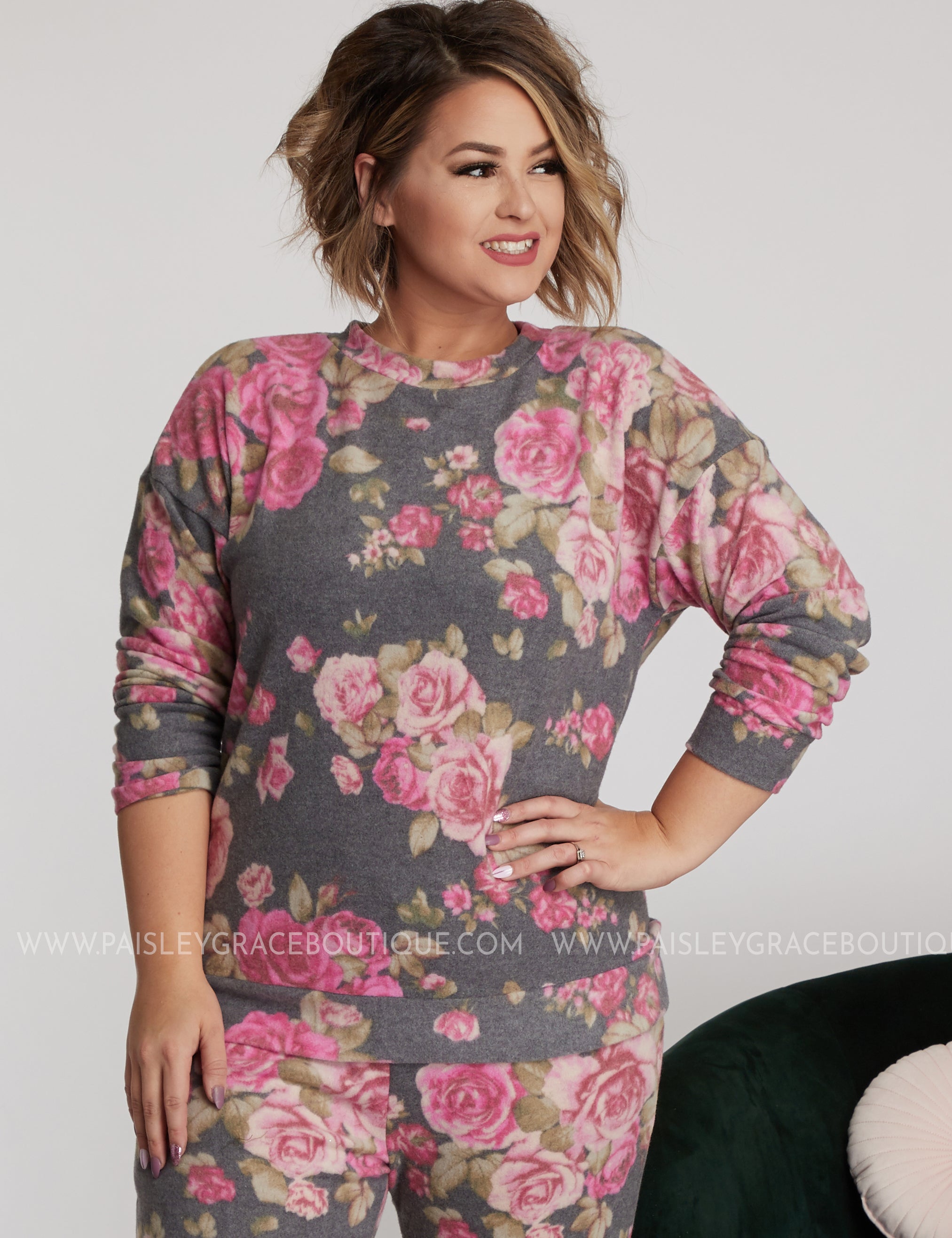 All Is Rosy Top- CHARCOAL - LAST ONES FINAL SALE