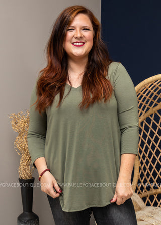 The Haven Top- LT. OLIVE - FINAL SALE