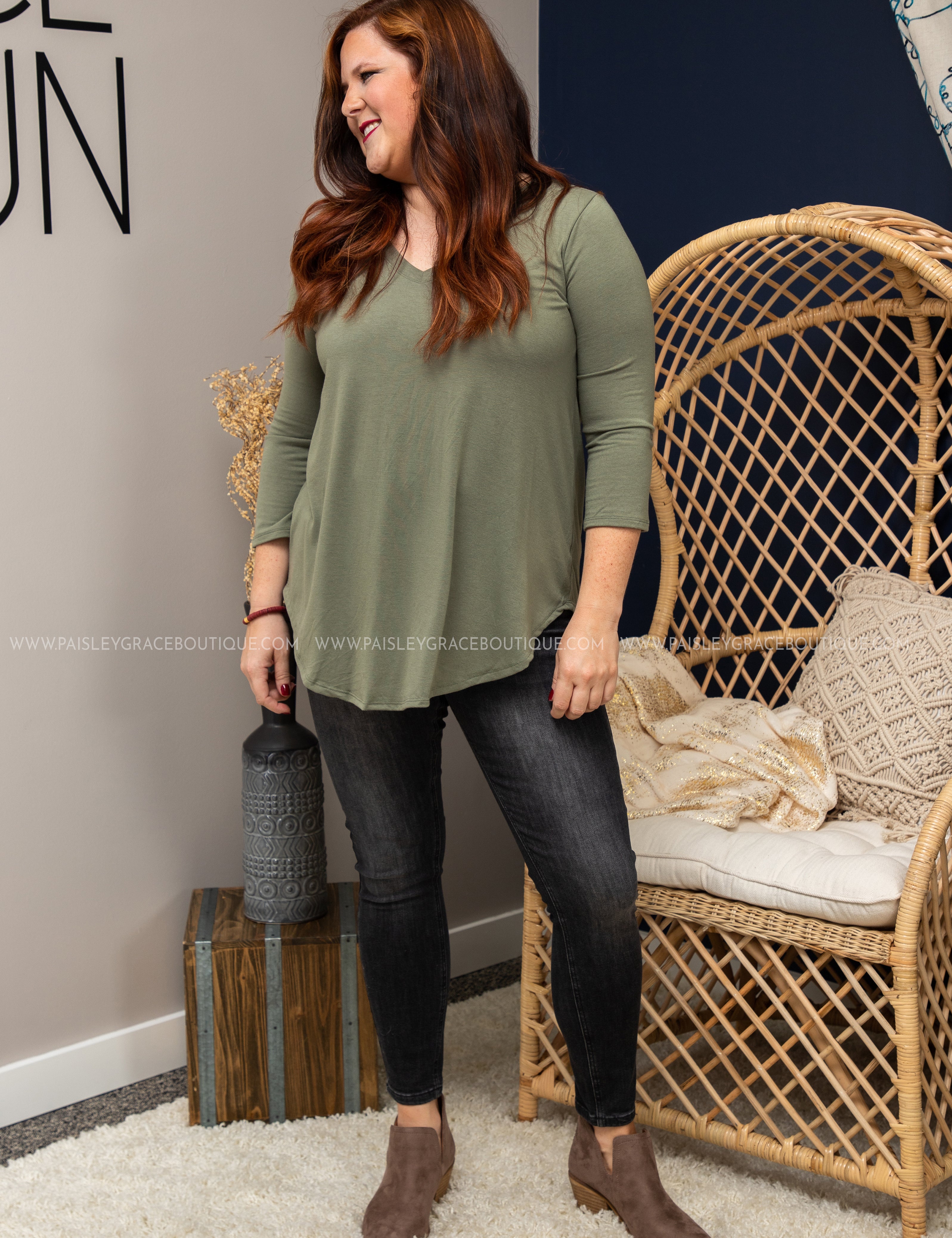 The Haven Top- LT. OLIVE - LAST ONES FINAL SALE
