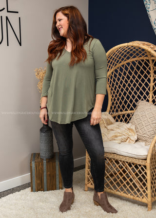 The Haven Top- LT. OLIVE - FINAL SALE